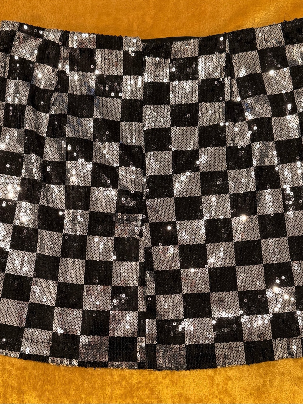Madden NYC Black & Silver Sequin Checker Mini Skirt - Picture 6 of 6